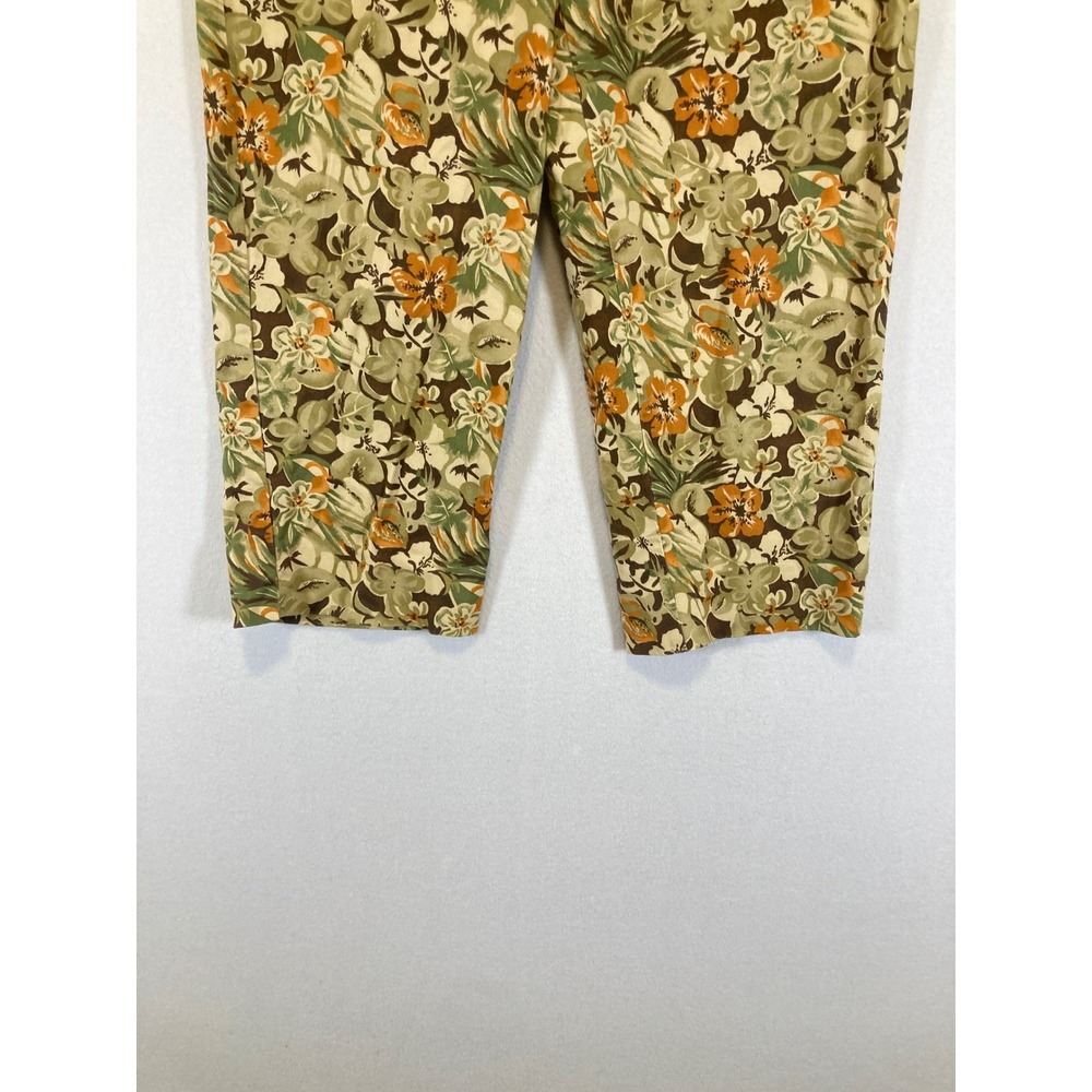 Cottagecore Chaus Womens Size‎ 10 Green Orange Floral Cropped High Rise Pants - Picture 8 of 10